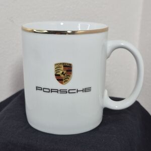 Porsche Official Crest Logo Coffee Mug Made In Germany Gold Trim 9 oz